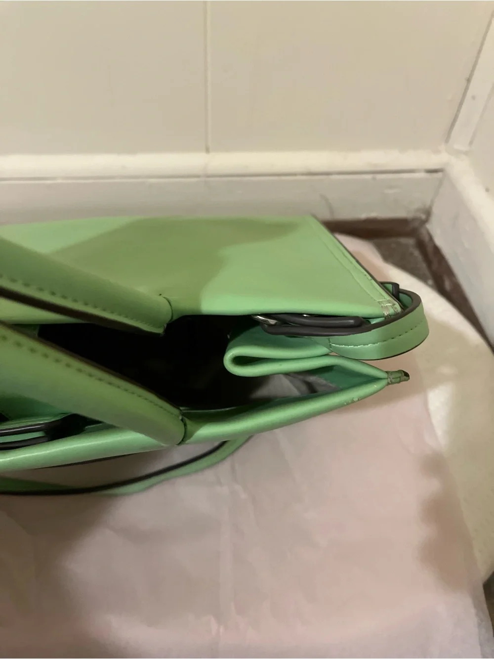 Tory Burch Mint Green Leather Double-Handle Tote